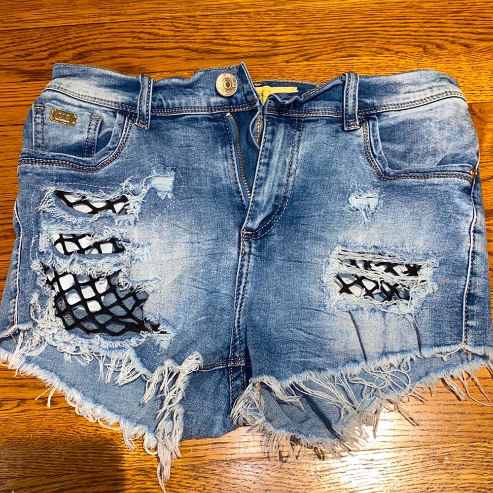 Fish Net Jean Shorts